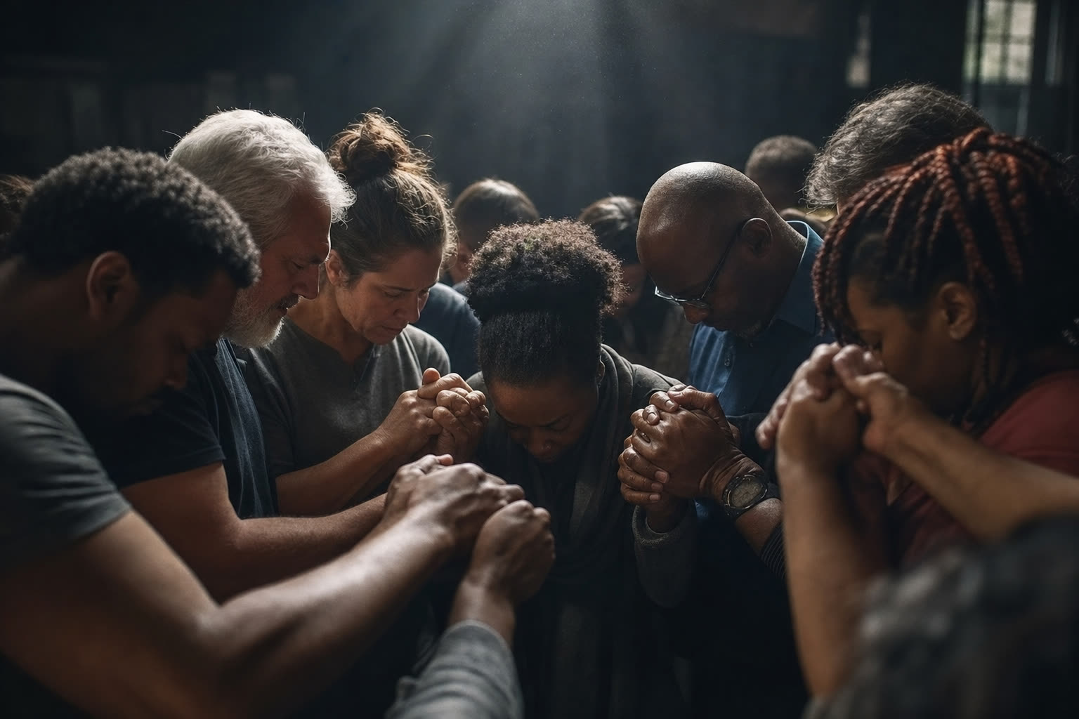 Community gathered in corporate prayer